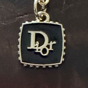 Dior Black and Gold Square zipper pull Charm